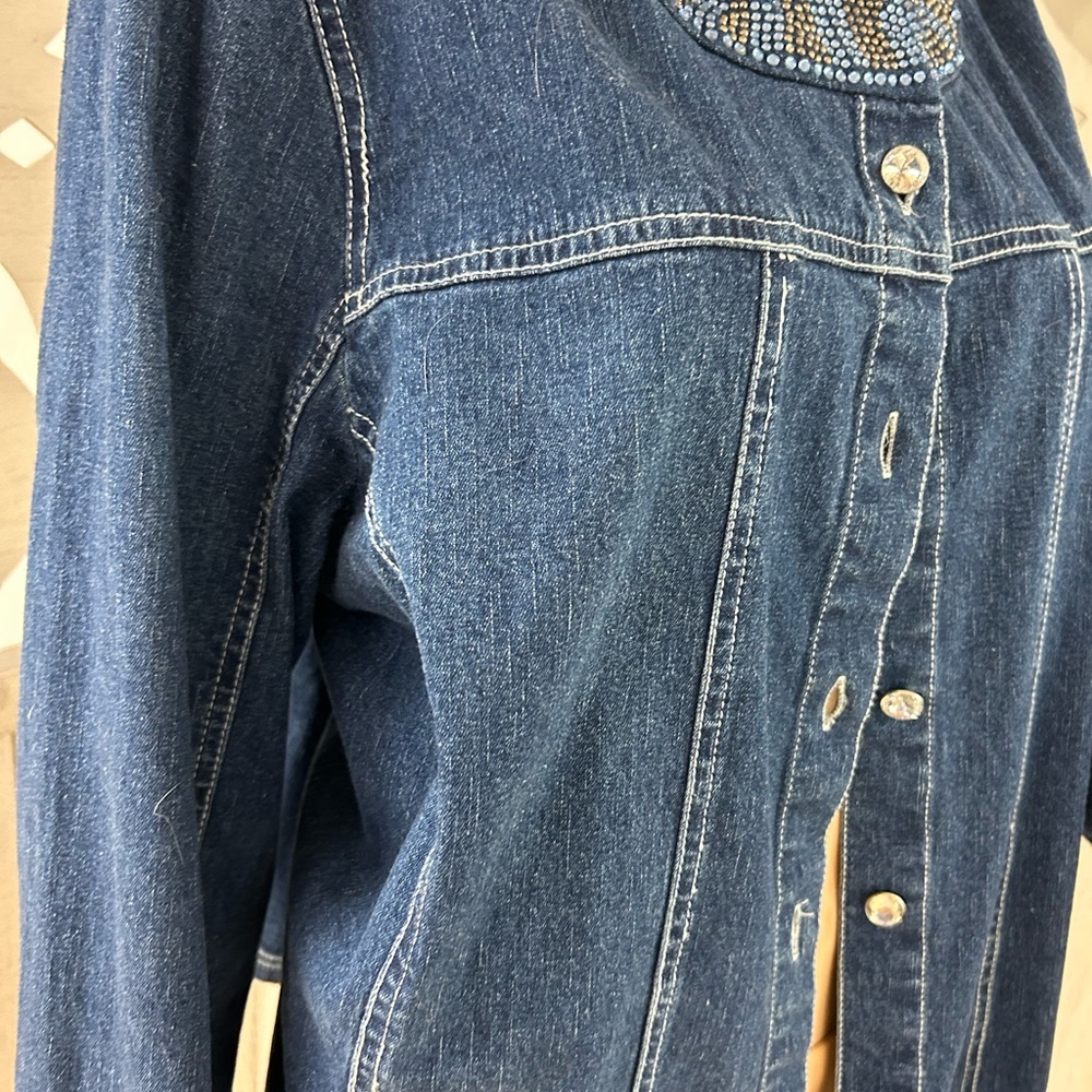 Quacker Factory Denim Jacket With Sequins White S… - image 7